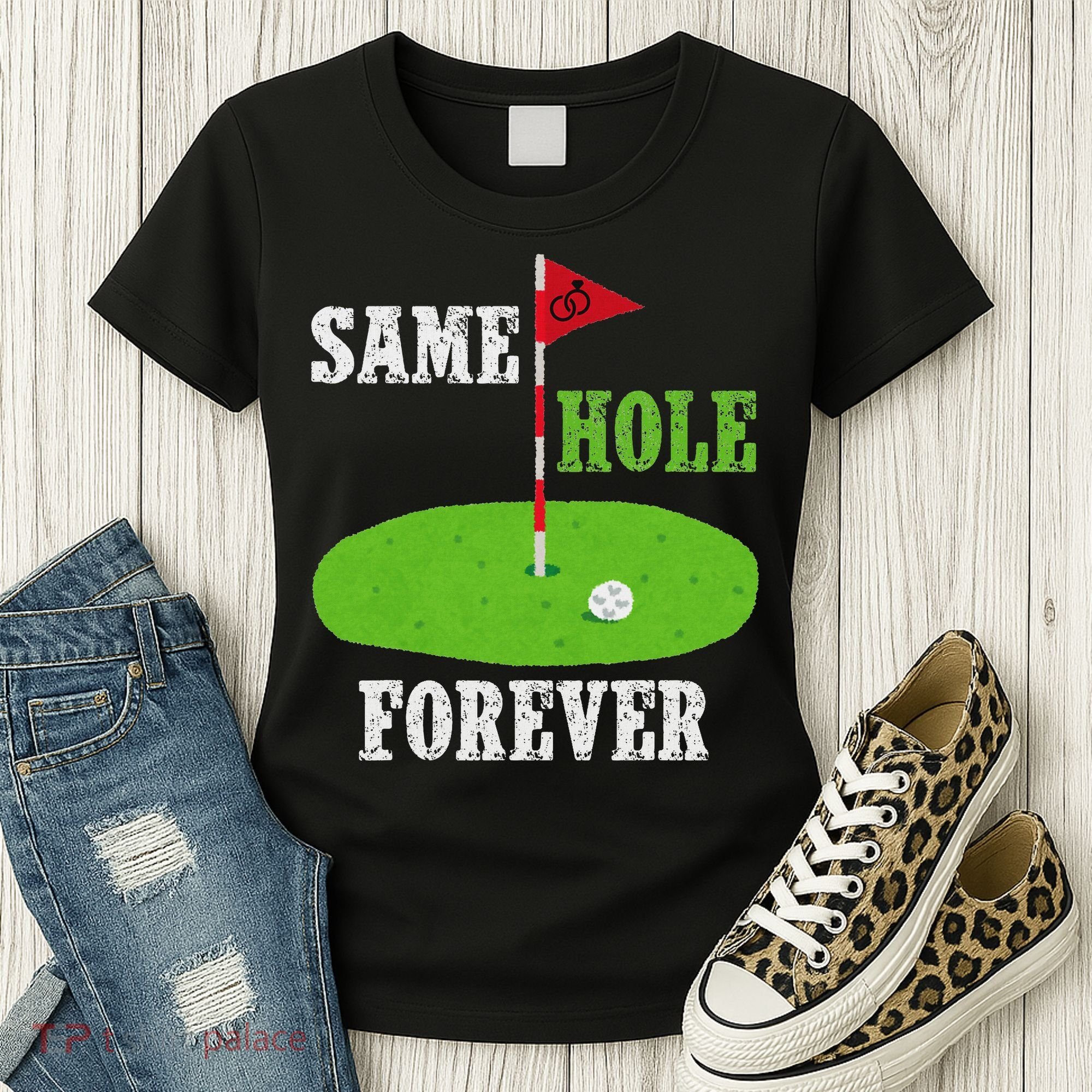 Same Hole Forever Groom Bachelor Party Funny Golf Married Women's T-Shirt