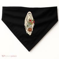 Spooky Halloween Floral Ghost USA-Made Doggie Bandana thumb 0
