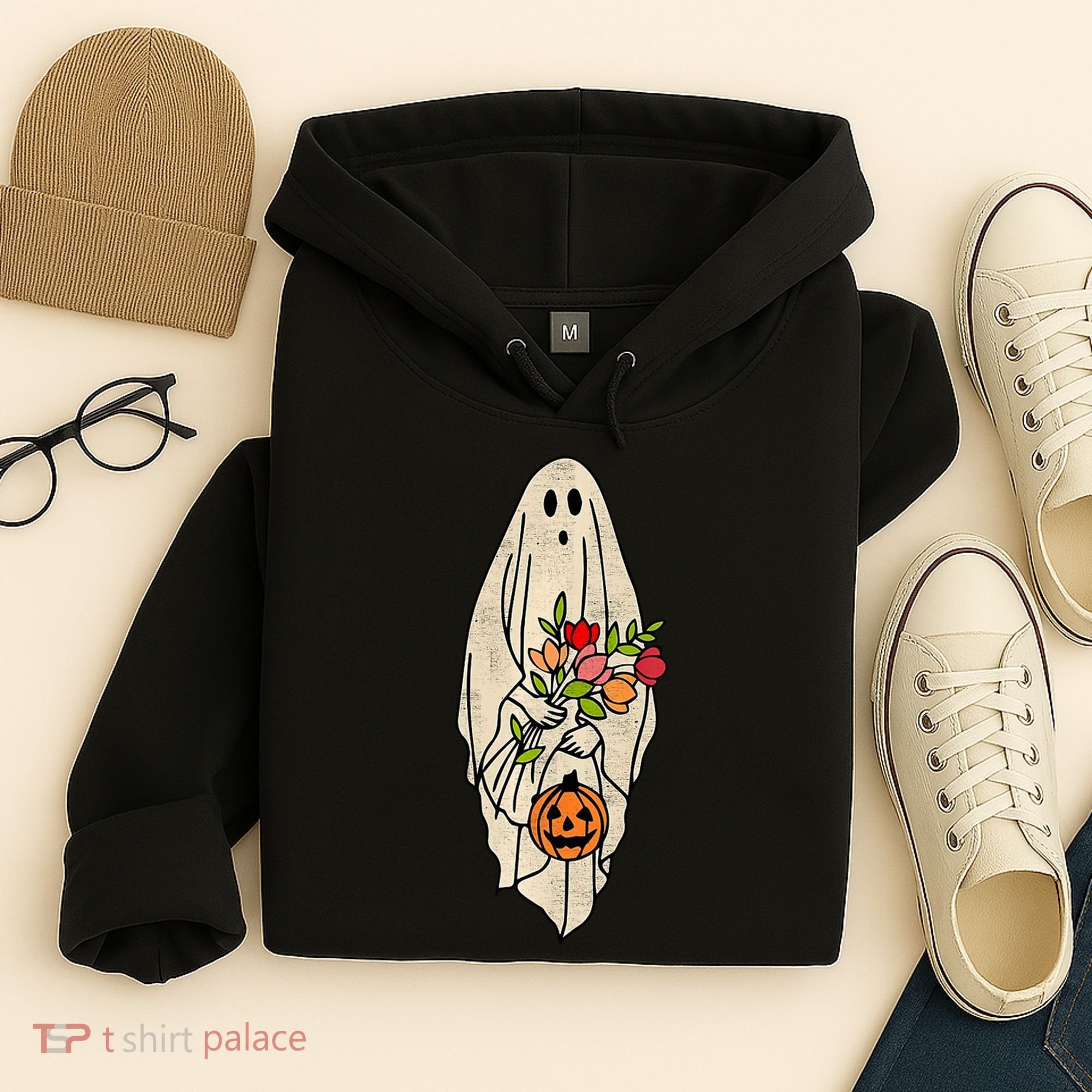Spooky Halloween Floral Ghost Hoodie