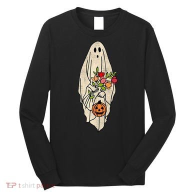Spooky Halloween Floral Ghost Long Sleeve Shirt
