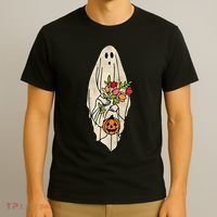 Spooky Halloween Floral Ghost T-Shirt thumb 3
