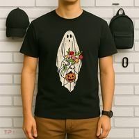 Spooky Halloween Floral Ghost T-Shirt thumb 6