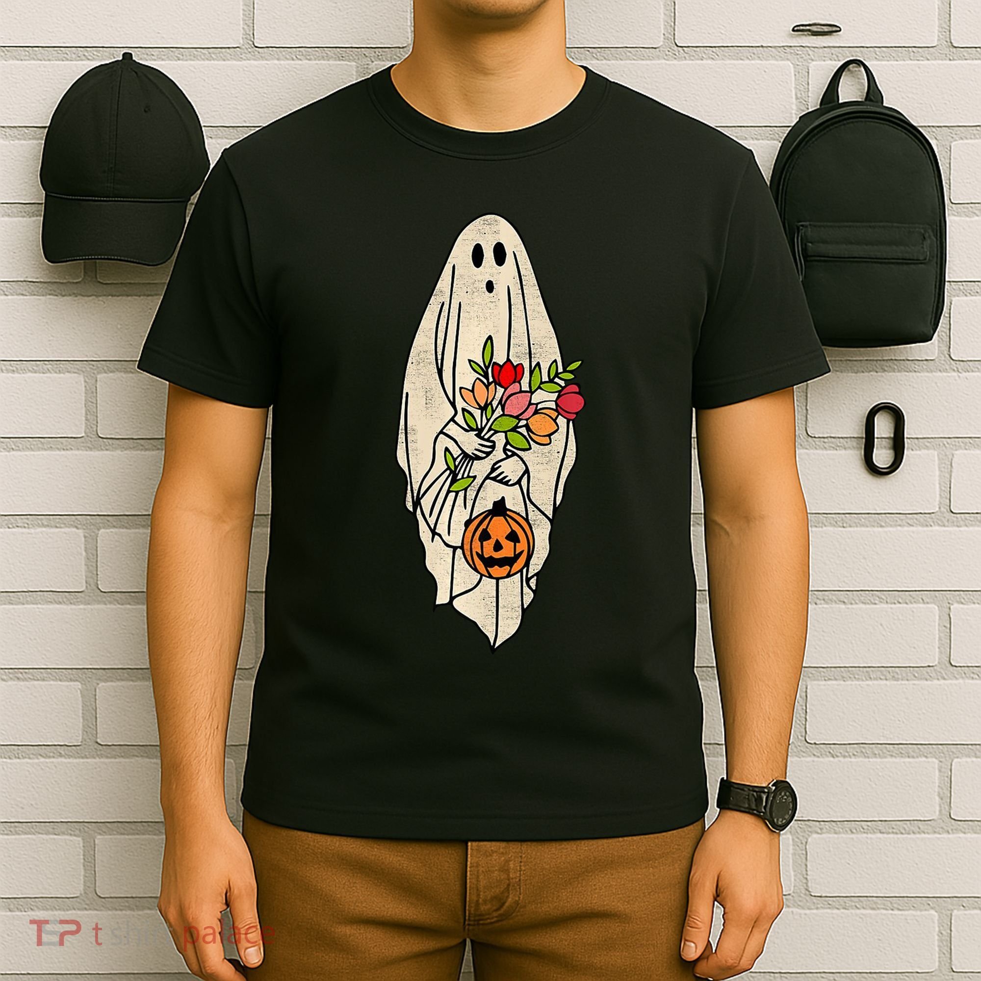 Spooky Halloween Floral Ghost T-Shirt