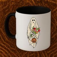 Spooky Halloween Floral Ghost Coffee Mug thumb 2