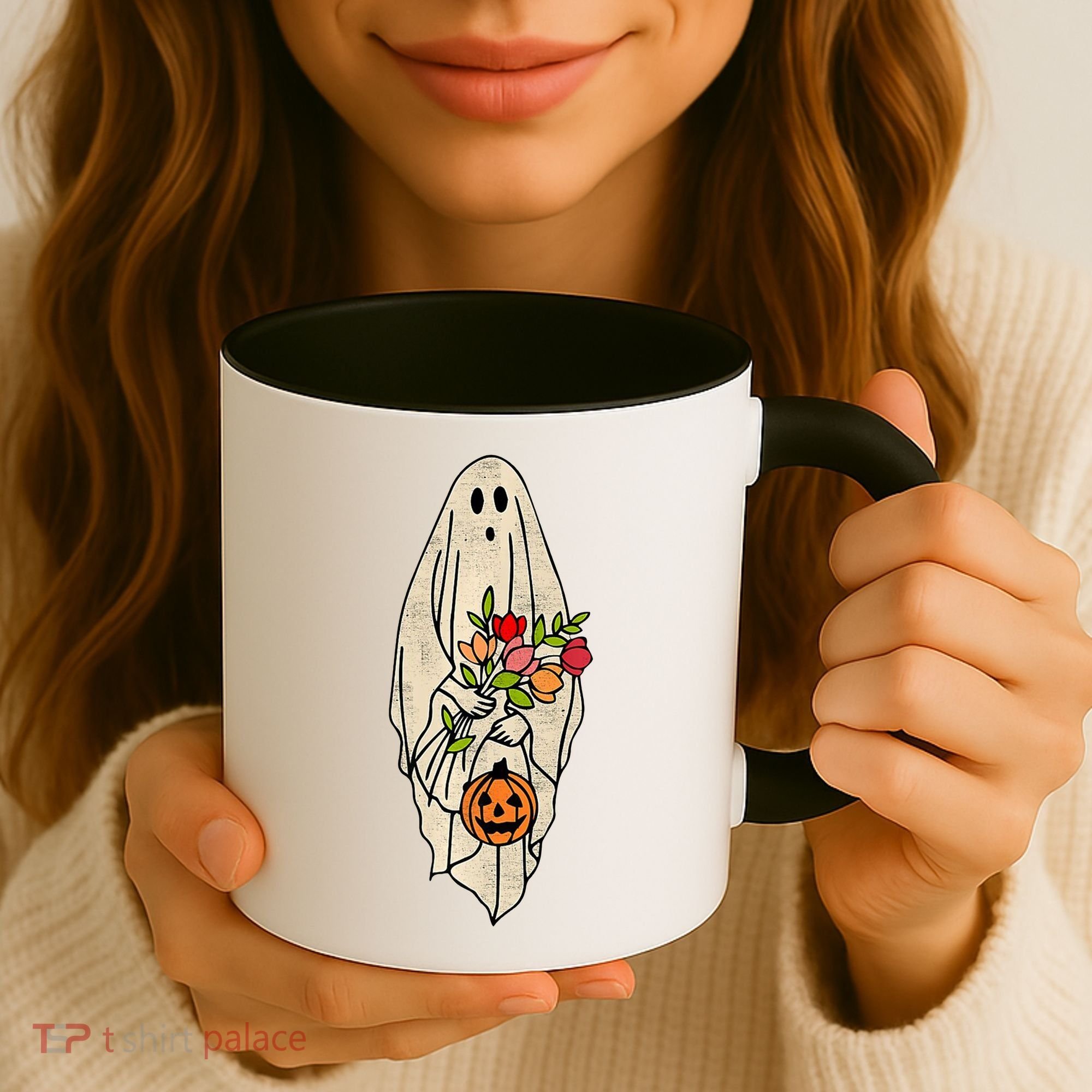 Spooky Halloween Floral Ghost Coffee Mug