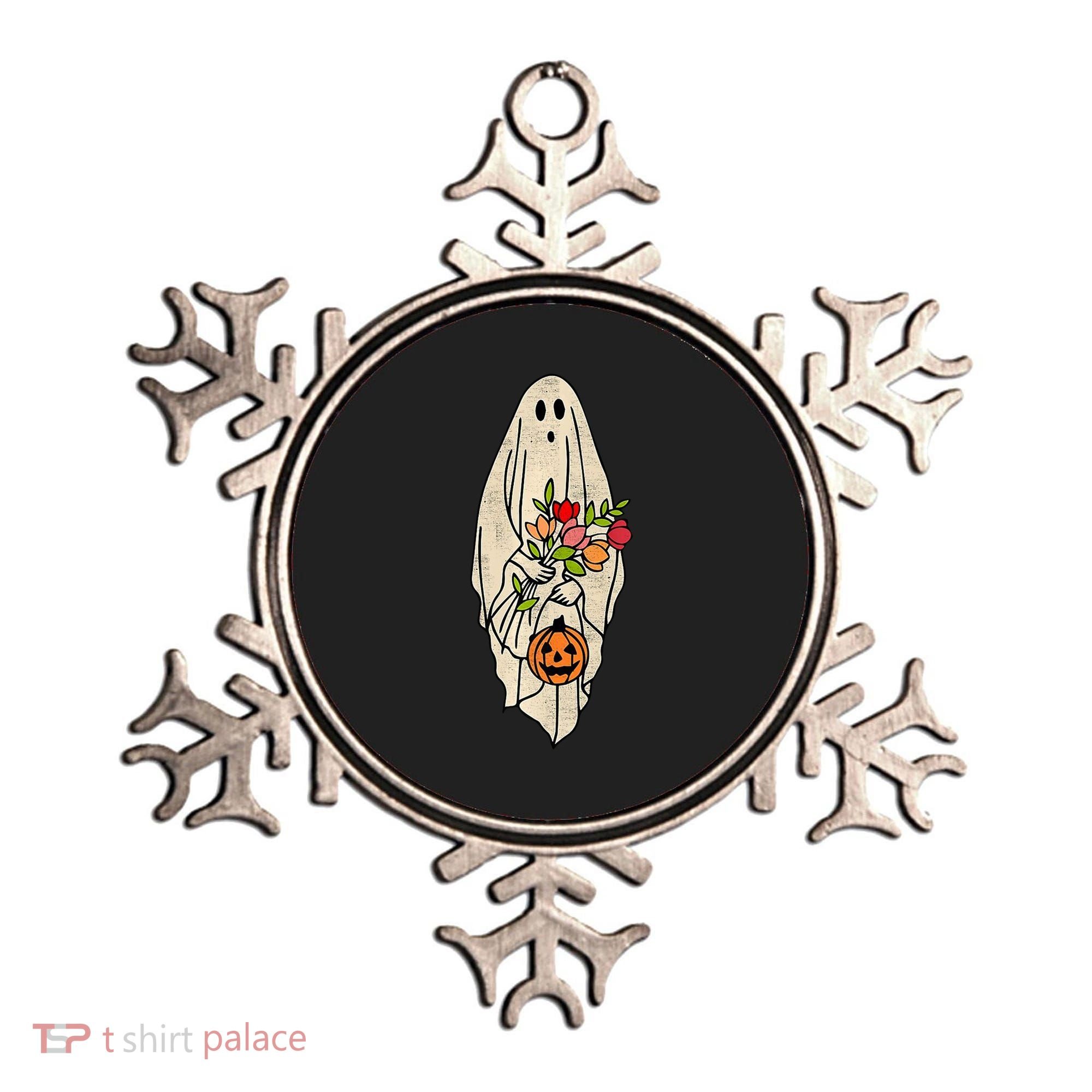 Spooky Halloween Floral Ghost Ornament
