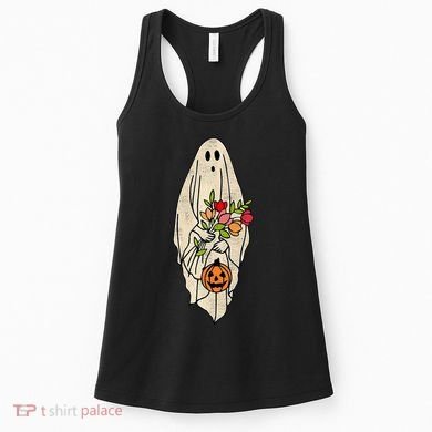 Spooky Halloween Floral Ghost Women's Tank Top