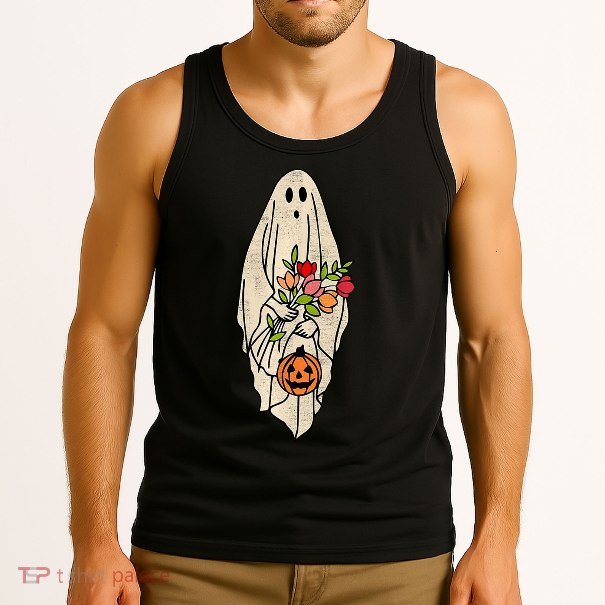 Spooky Halloween Floral Ghost Tank Top