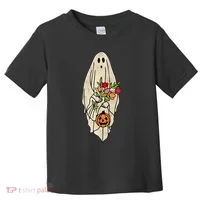 Spooky Halloween Floral Ghost Toddler T-Shirt thumb 0