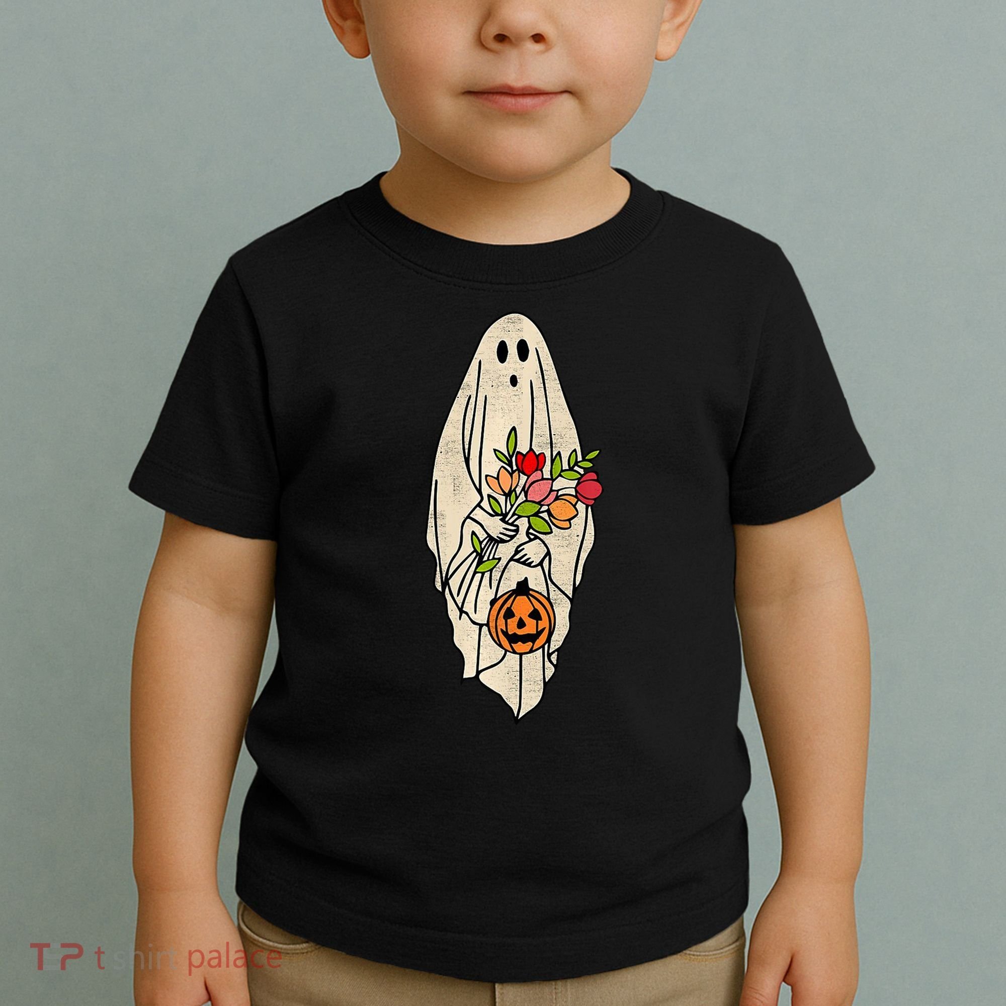 Spooky Halloween Floral Ghost Toddler T-Shirt