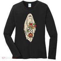 Spooky Halloween Floral Ghost Women's Long Sleeve Shirt thumb 0
