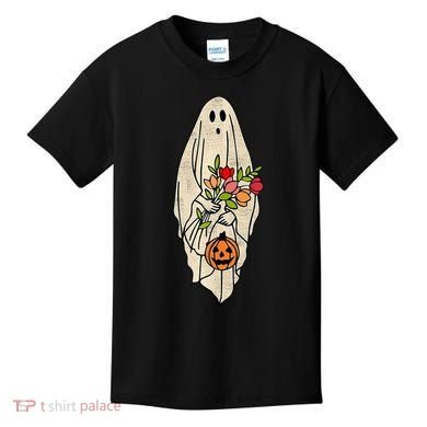 Spooky Halloween Floral Ghost Kids T-Shirt