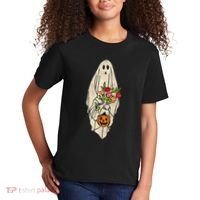 Spooky Halloween Floral Ghost Kids T-Shirt thumb 2