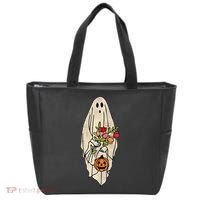 Spooky Halloween Floral Ghost Tote Bag thumb 0