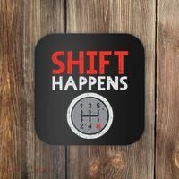 Shift Happens Funny Car Gear Pun Race Driver Racing Gift Coaster thumb 0