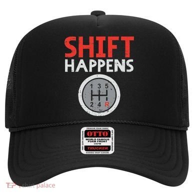 Shift Happens Funny Car Gear Pun Race Driver Racing Gift Hat