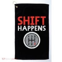 Shift Happens Funny Car Gear Pun Race Driver Racing Gift Golf Towel thumb 0