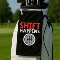Shift Happens Funny Car Gear Pun Race Driver Racing Gift Golf Towel thumb 2