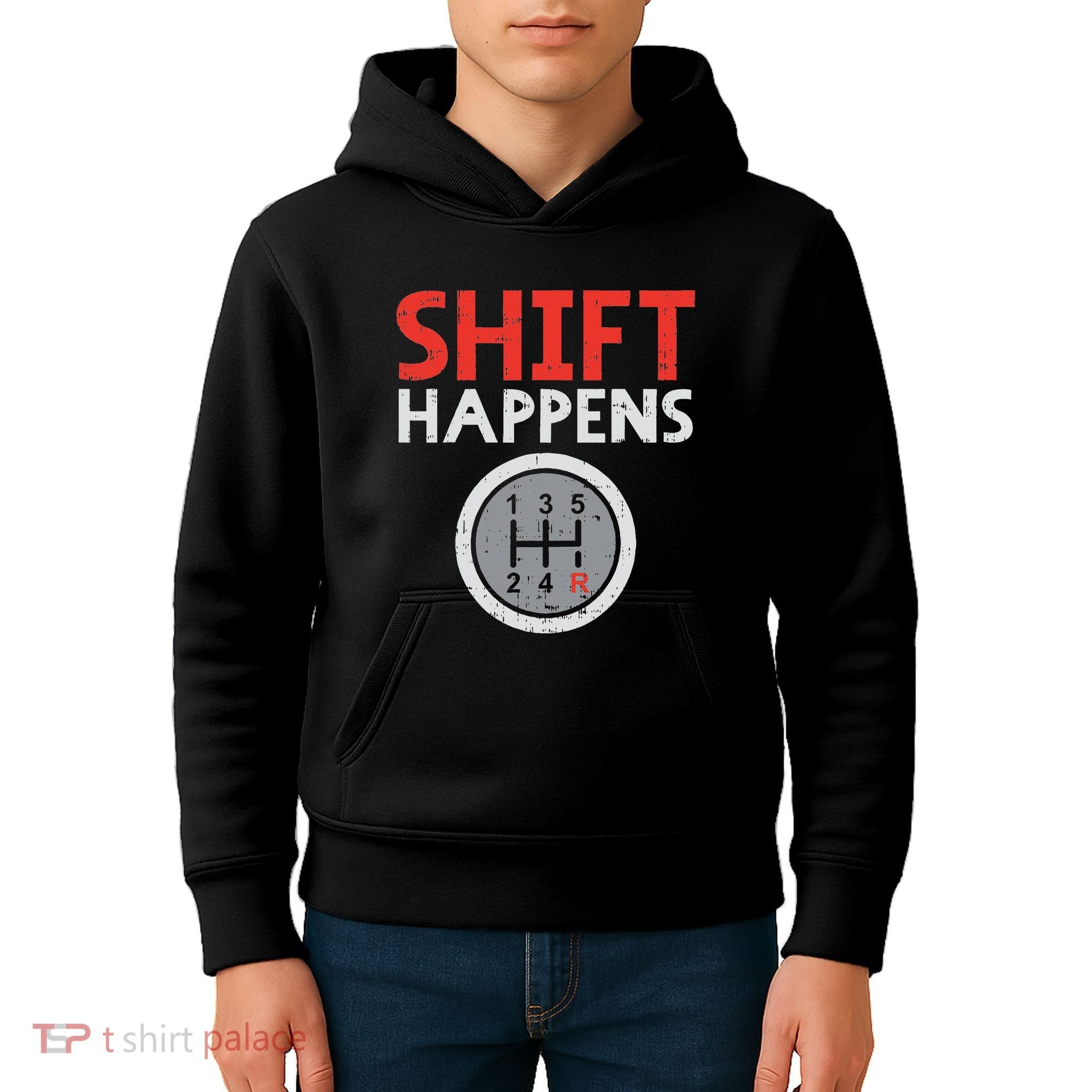 Shift Happens Funny Car Gear Pun Race Driver Racing Gift Kids Hoodie