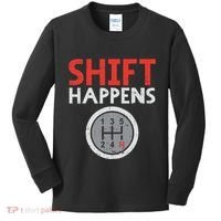 Shift Happens Funny Car Gear Pun Race Driver Racing Gift Kids Long Sleeve Shirt thumb 0