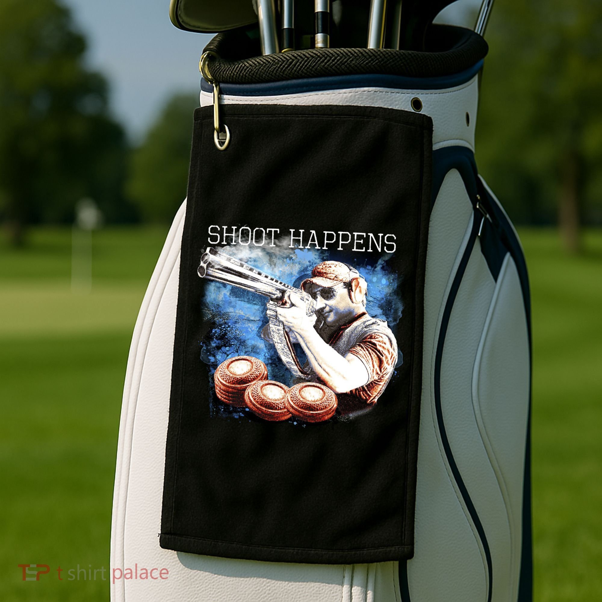 Shoot Happens Funny Trap Shooting Golf Towel