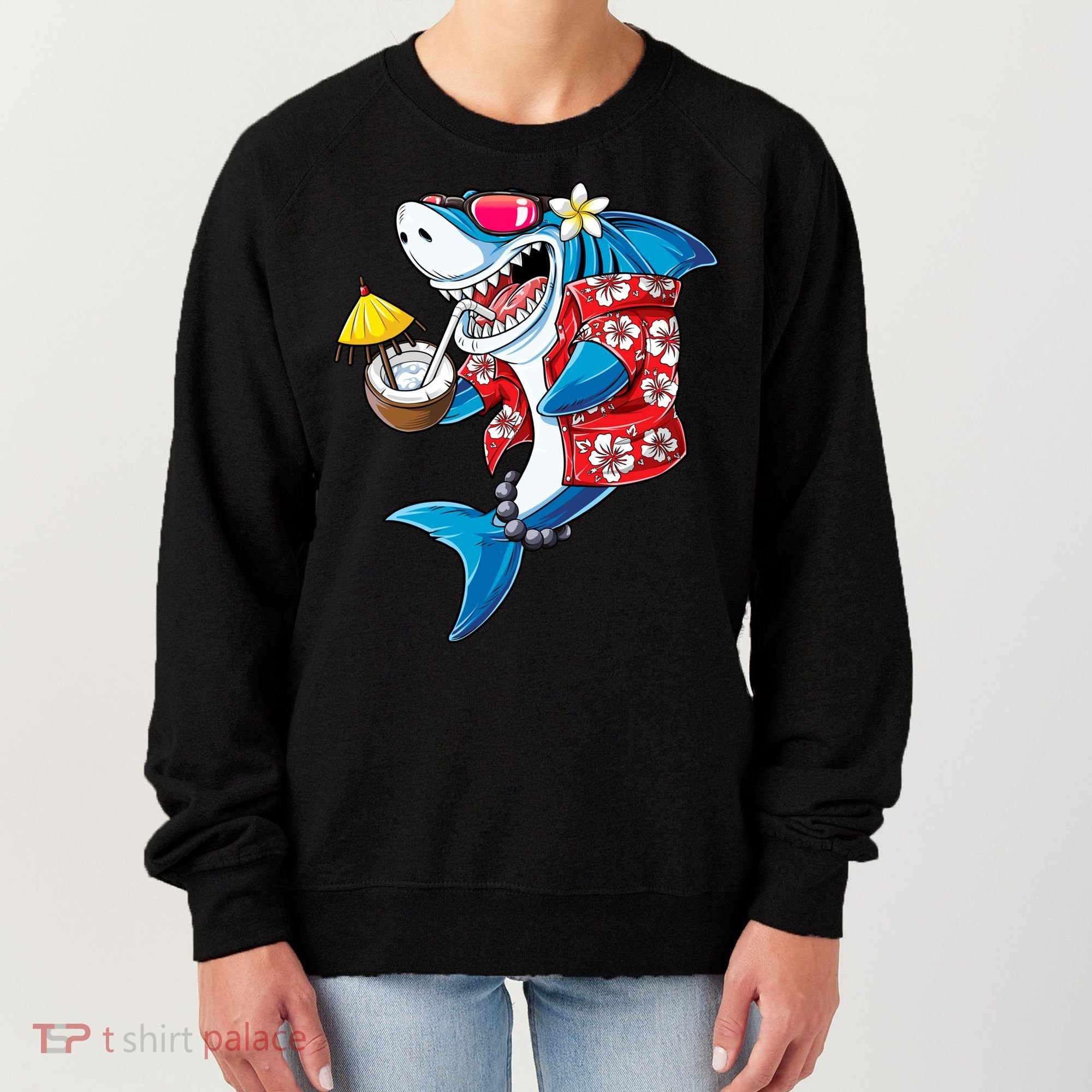 Shark Hawaiian Funny Aloha Hawaii Beach Jawsome Funny Gift Cool Gift Women's Sweatshirt