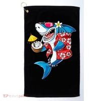 Shark Hawaiian Funny Aloha Hawaii Beach Jawsome Funny Gift Cool Gift Golf Towel thumb 0