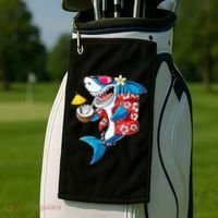 Shark Hawaiian Funny Aloha Hawaii Beach Jawsome Funny Gift Cool Gift Golf Towel thumb 2