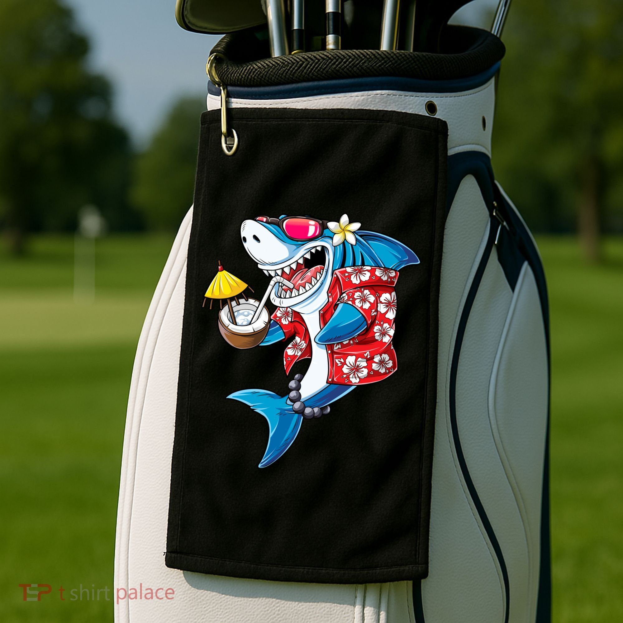 Shark Hawaiian Funny Aloha Hawaii Beach Jawsome Funny Gift Cool Gift Golf Towel