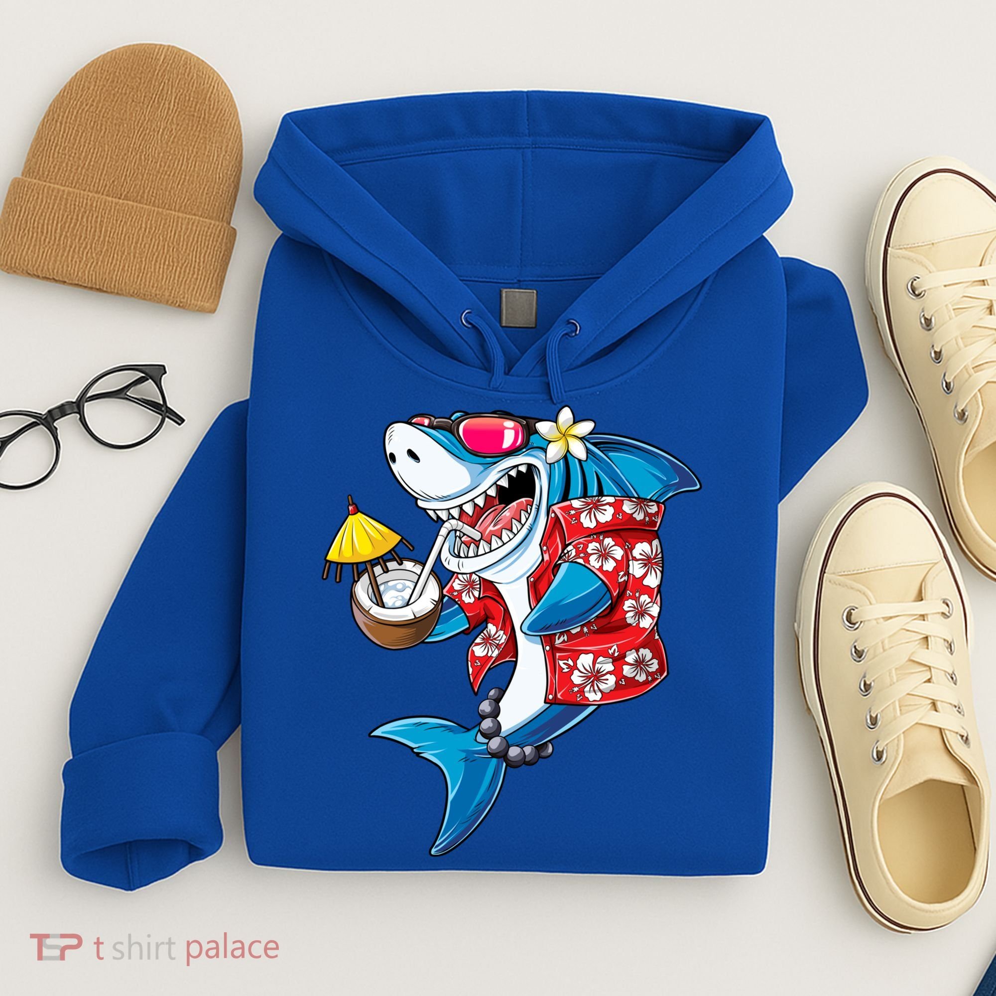 Shark Hawaiian Funny Aloha Hawaii Beach Jawsome Funny Gift Cool Gift Hoodie