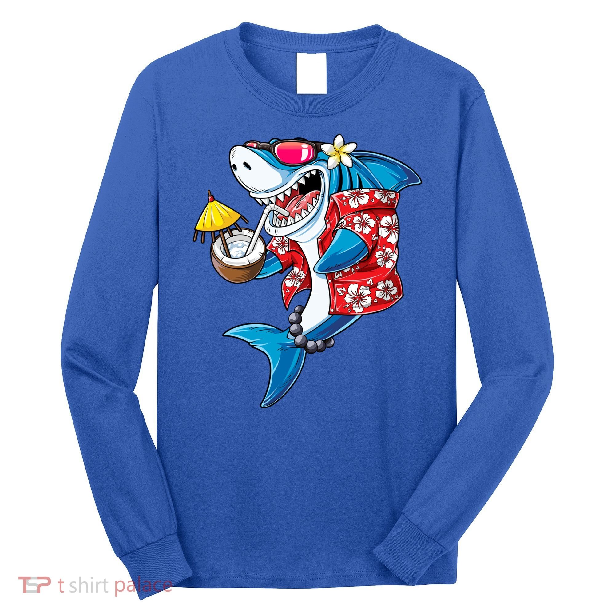 Shark Hawaiian Funny Aloha Hawaii Beach Jawsome Funny Gift Cool Gift Long Sleeve Shirt