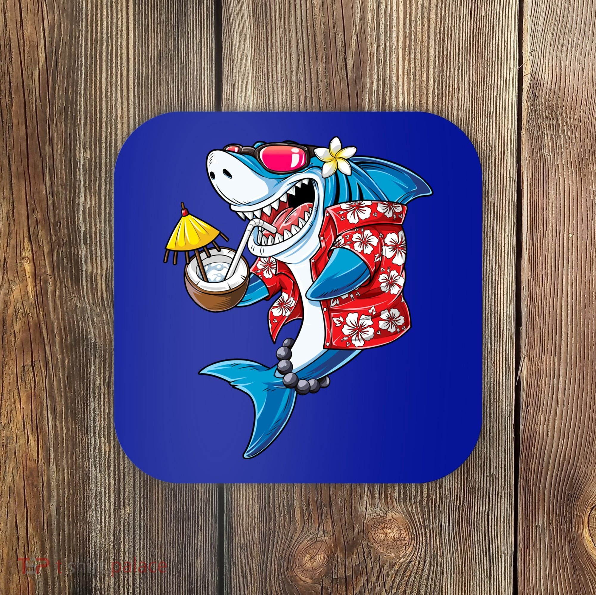 Shark Hawaiian Funny Aloha Hawaii Beach Jawsome Funny Gift Cool Gift Coaster