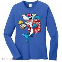 Shark Hawaiian Funny Aloha Hawaii Beach Jawsome Funny Gift Cool Gift Women's Long Sleeve Shirt thumb 0