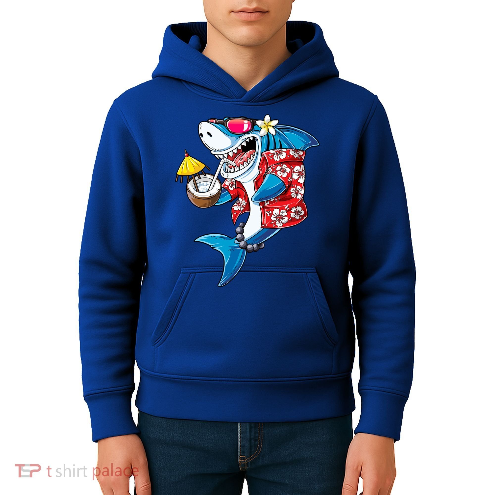 Shark Hawaiian Funny Aloha Hawaii Beach Jawsome Funny Gift Cool Gift Kids Hoodie