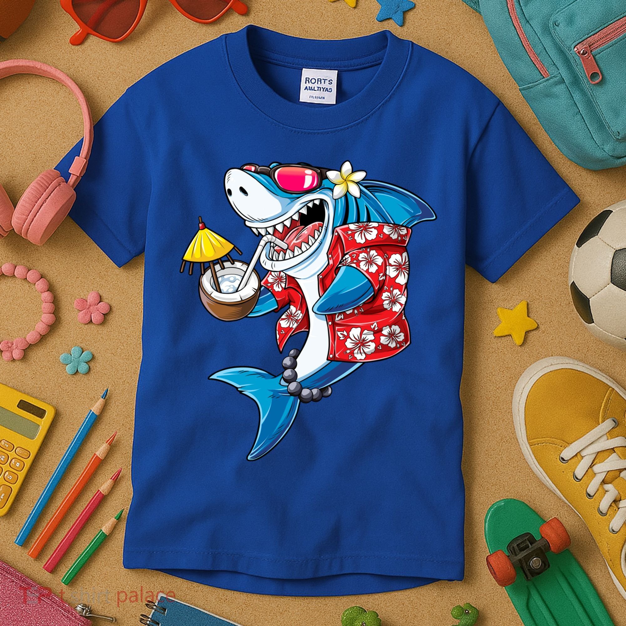 Shark Hawaiian Funny Aloha Hawaii Beach Jawsome Funny Gift Cool Gift Kids T-Shirt