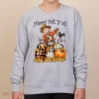 Scarecrow Happy Fall Y'all Pumpkin Thanksgiving Halloween Women's Sweatshirt thumb 0