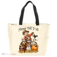 Scarecrow Happy Fall Y'all Pumpkin Thanksgiving Halloween Tote Bag thumb 0
