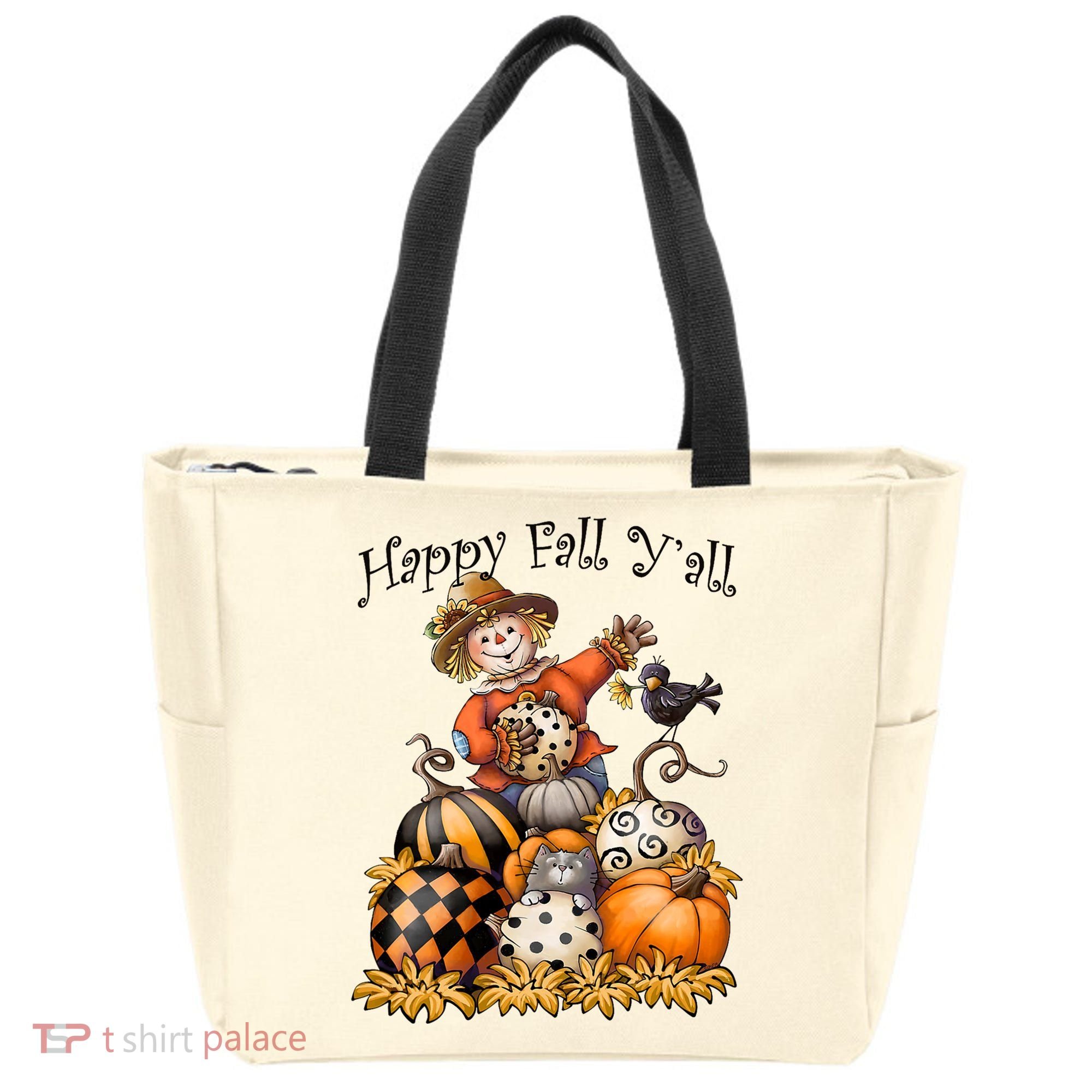 Scarecrow Happy Fall Y'all Pumpkin Thanksgiving Halloween Tote Bag