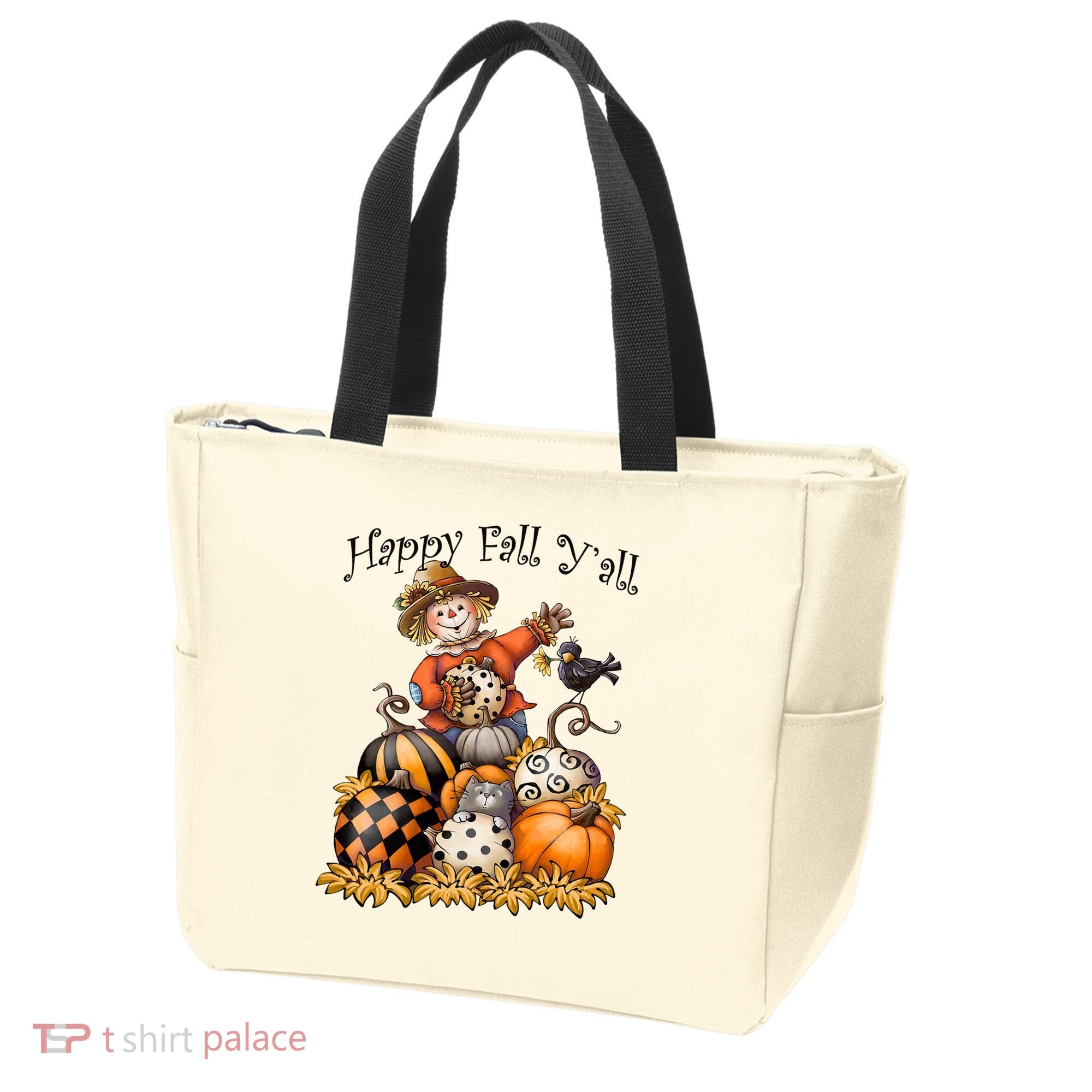 Scarecrow Happy Fall Y'all Pumpkin Thanksgiving Halloween Tote Bag