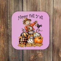 Scarecrow Happy Fall Y'all Pumpkin Thanksgiving Halloween Coaster thumb 0