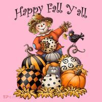 Scarecrow Happy Fall Y'all Pumpkin Thanksgiving Halloween Coaster thumb 2