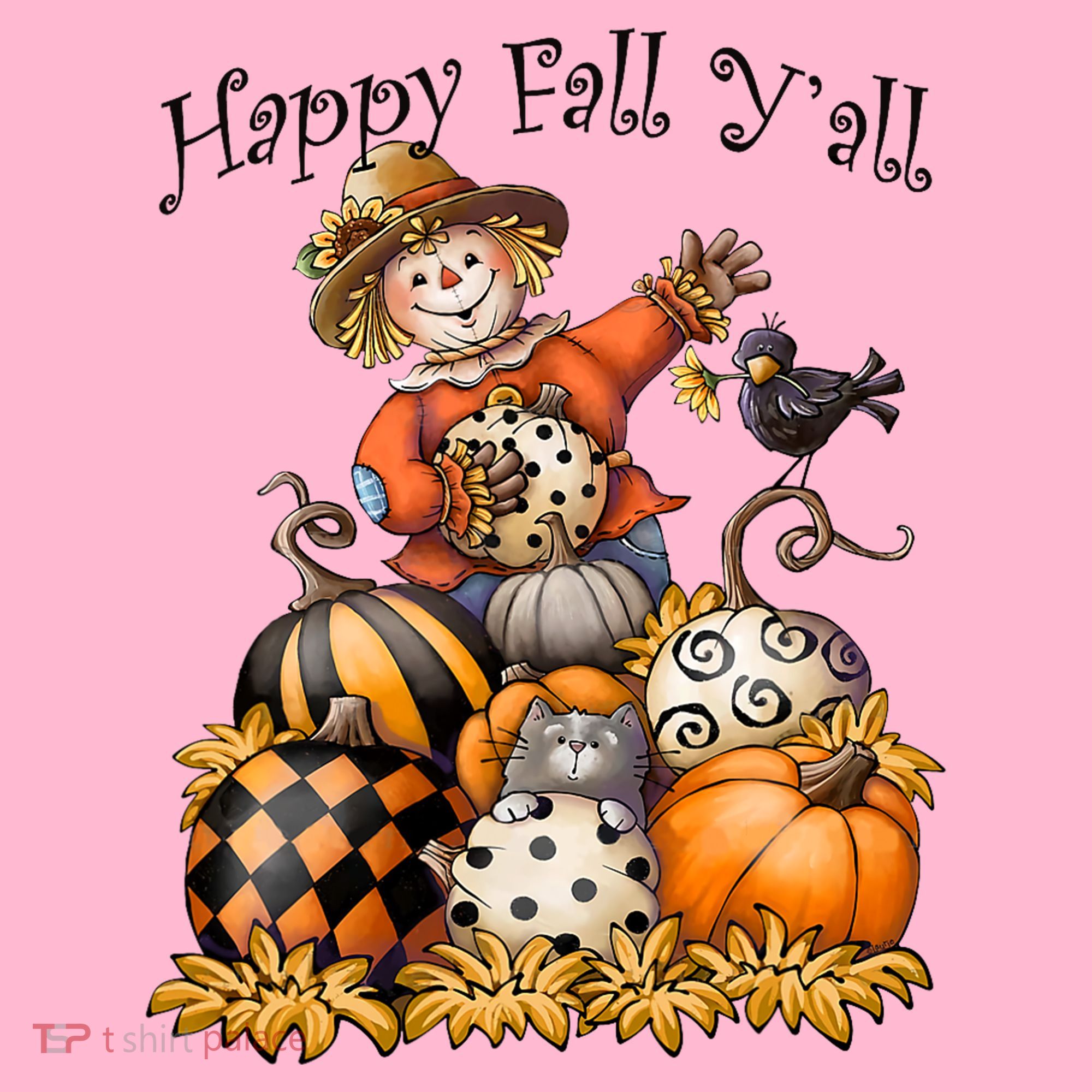 Scarecrow Happy Fall Y'all Pumpkin Thanksgiving Halloween Coaster