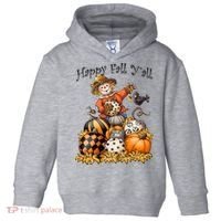 Scarecrow Happy Fall Y'all Pumpkin Thanksgiving Halloween Toddler Hoodie thumb 0