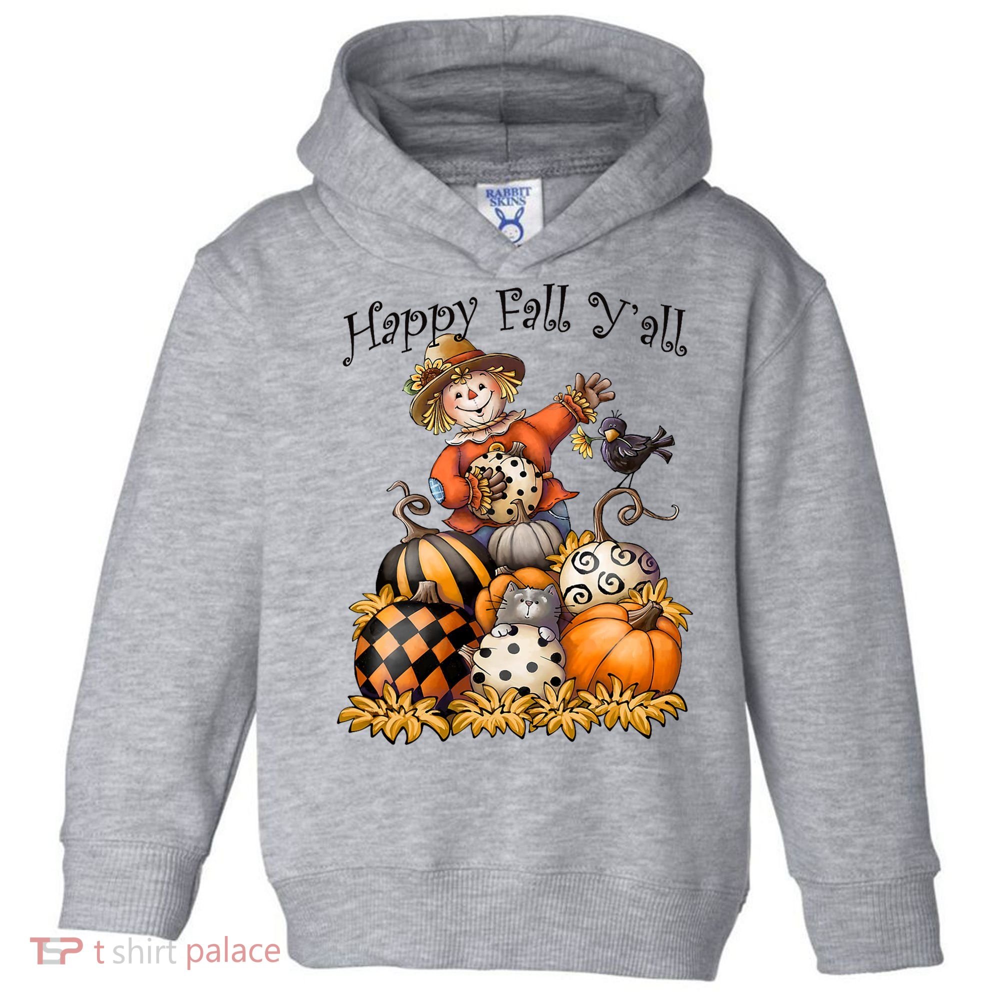 Scarecrow Happy Fall Y'all Pumpkin Thanksgiving Halloween Toddler Hoodie