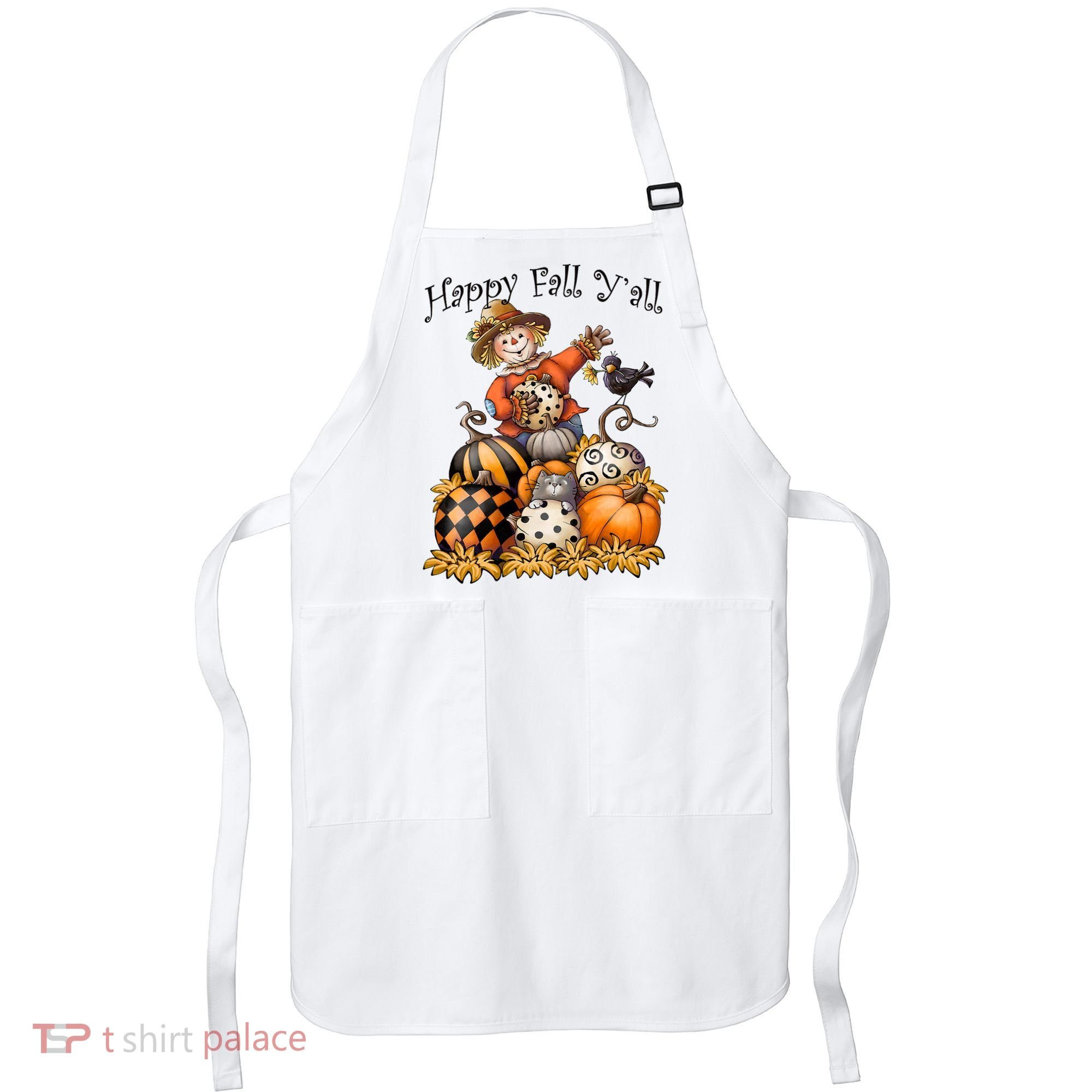 Scarecrow Happy Fall Y'all Pumpkin Thanksgiving Halloween Apron