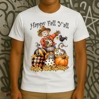 Scarecrow Happy Fall Y'all Pumpkin Thanksgiving Halloween T-Shirt thumb 3
