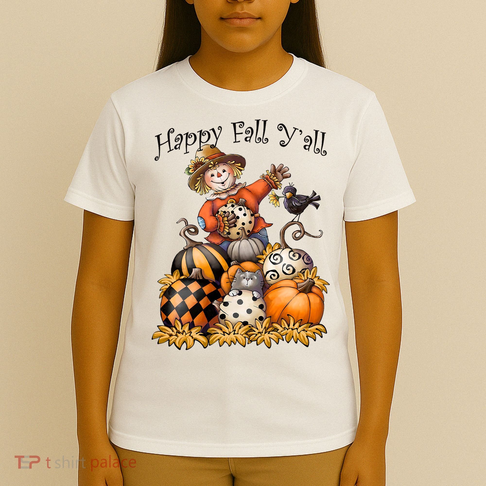 Scarecrow Happy Fall Y'all Pumpkin Thanksgiving Halloween T-Shirt