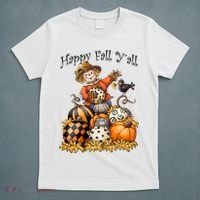 Scarecrow Happy Fall Y'all Pumpkin Thanksgiving Halloween T-Shirt thumb 5