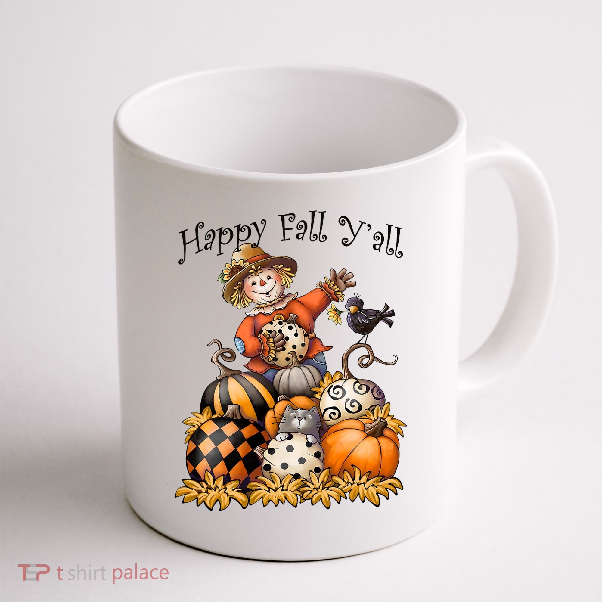 Scarecrow Happy Fall Y'all Pumpkin Thanksgiving Halloween Coffee Mug
