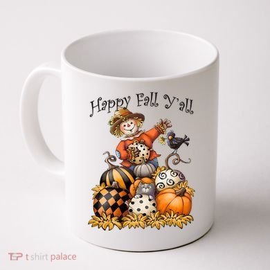 Scarecrow Happy Fall Y'all Pumpkin Thanksgiving Halloween Coffee Mug